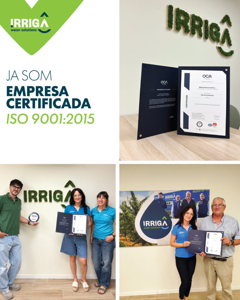 ISO 9001 CERTICIFAT ISO IRRIGA, IRRIGA QUALITAT, QUALITAT IRRIGA